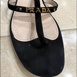 Prada gold letter sandals